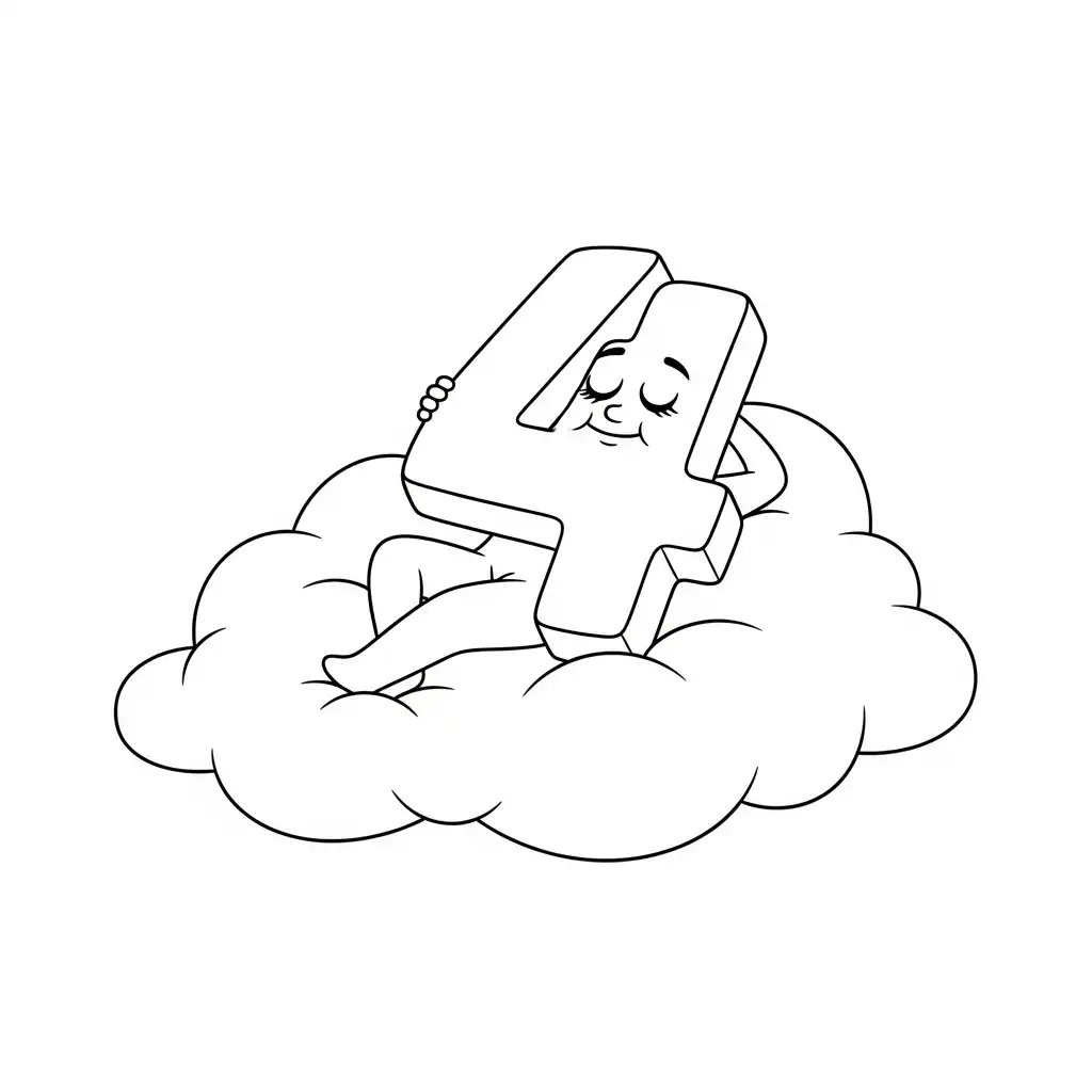 Numero 4 para colorear para niños para imprimir