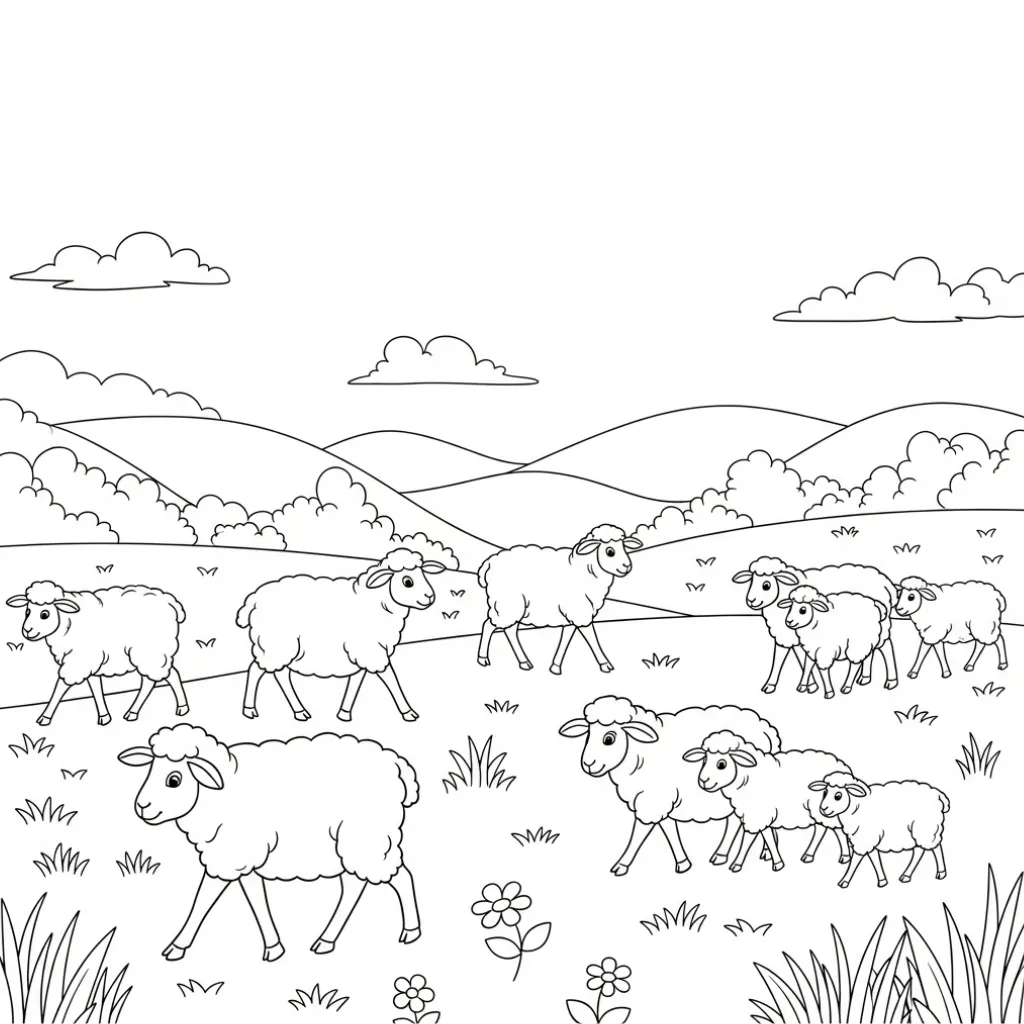 Ovejas 16 para colorear para imprimir para niño de 3 años