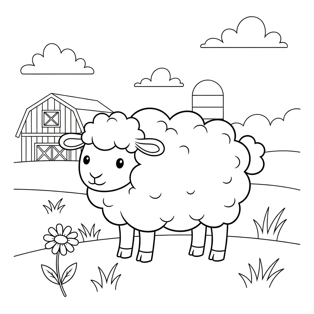 Ovejas 4 para colorear para niño gratis