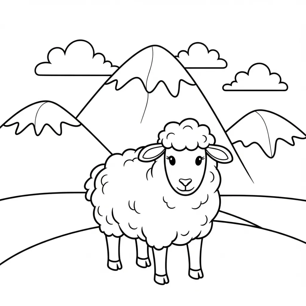 Ovejas 8 para colorear para imprimir kawaii