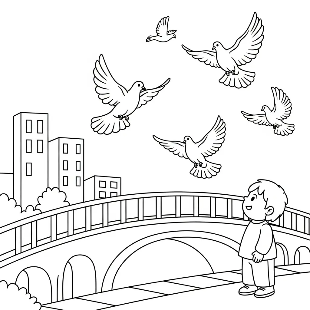 Palomas De La Paz1 para colorear para imprimir para niño de 9 años