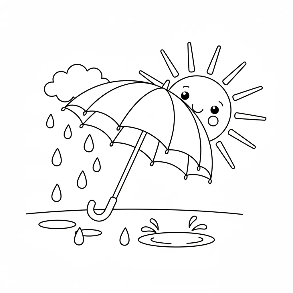 Paraguas 13 para colorear y recortar para imprimir gratis