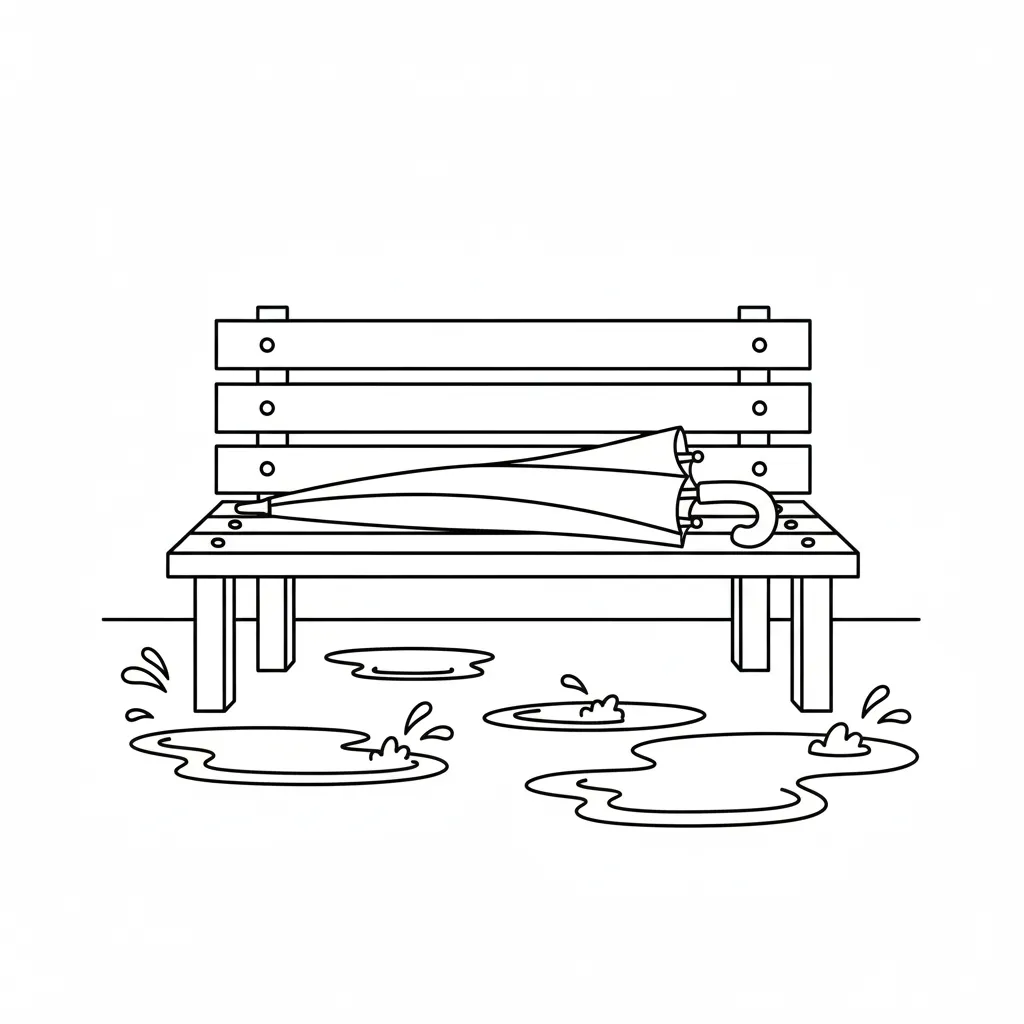 Paraguas 5 para colorear y dibujo para imprimir