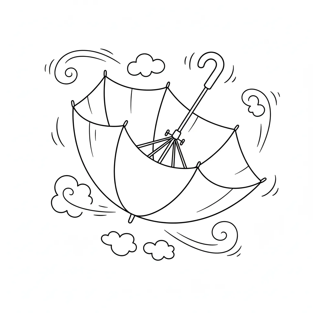 Paraguas 9 para colorear educativo para niño