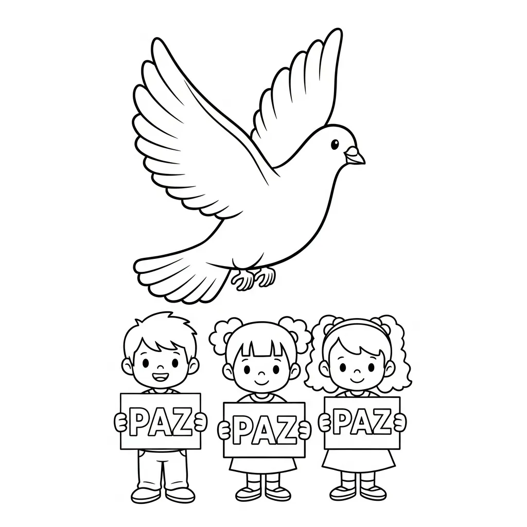 Paz 14 para colorear para niño de 7 años