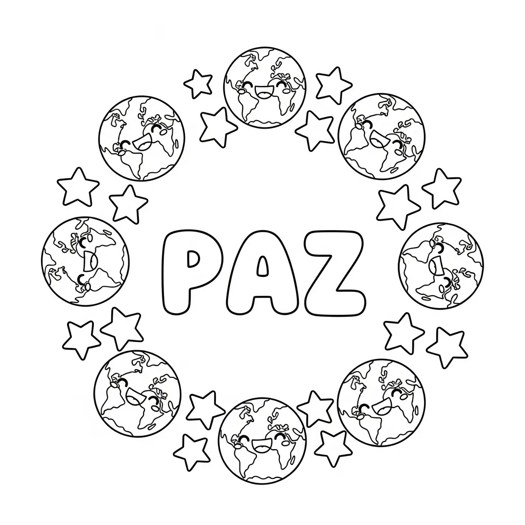 Paz 2 para colorear para imprimir para niño de 8 años