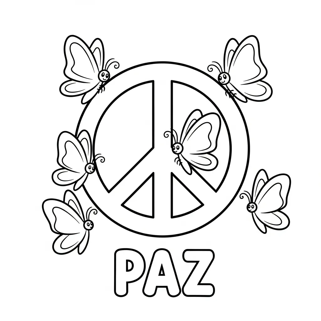 Paz 9 para colorear para niños para imprimir