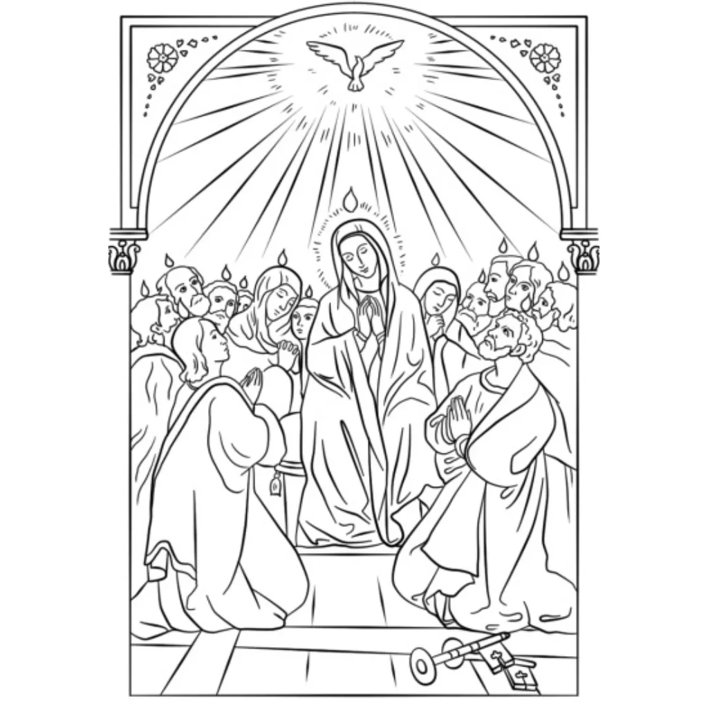 Pentecostés 10 para colorear para niño de 8 años