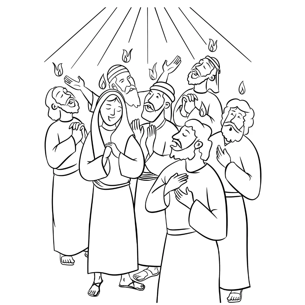 Pentecostés 16 para colorear gratis en línea