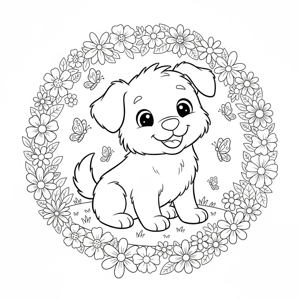 Perritos 6 para colorear para niño de 7 años