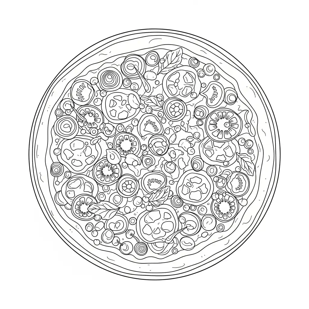 Pizza para colorear y aprendizaje