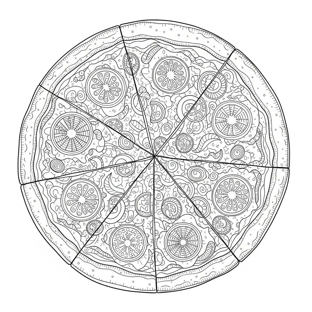 Pizza para colorear y recortar para imprimir gratis 1