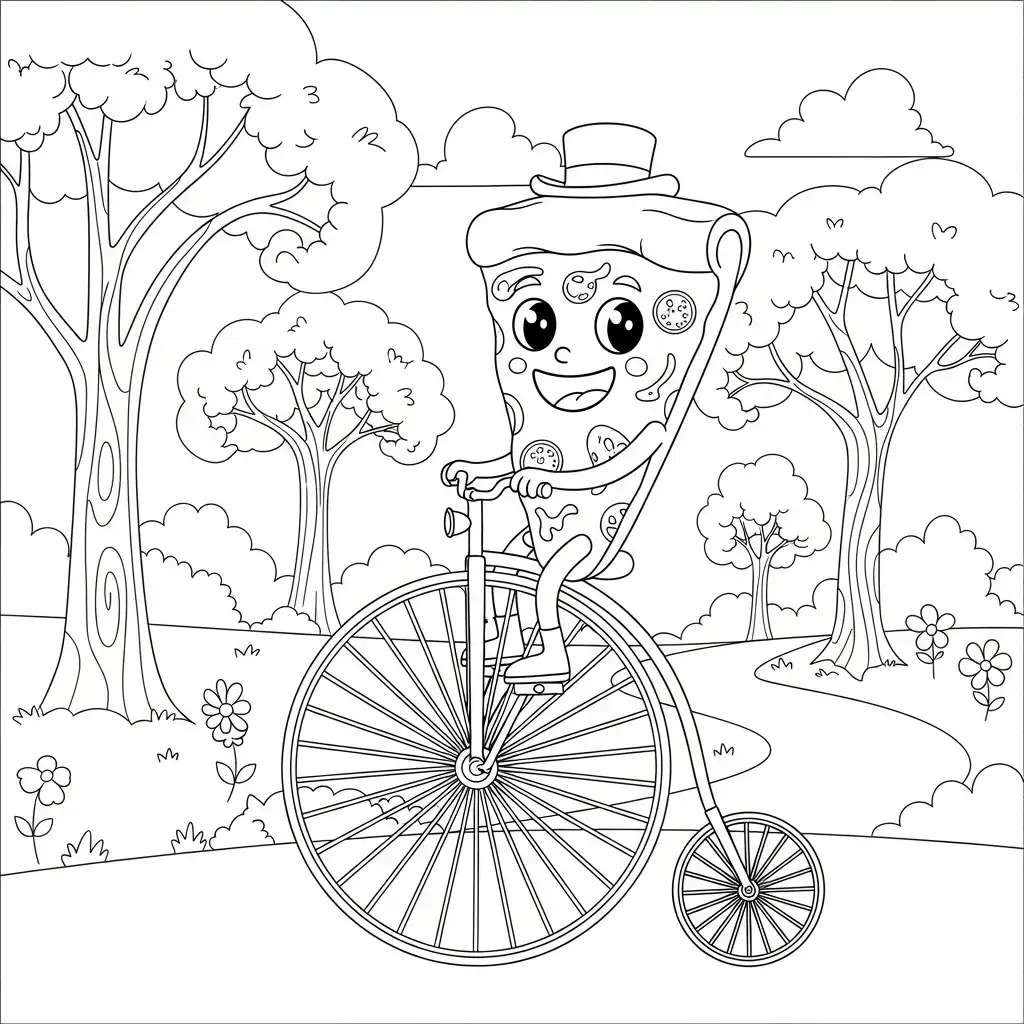 Pizza para colorear para niño para imprimir