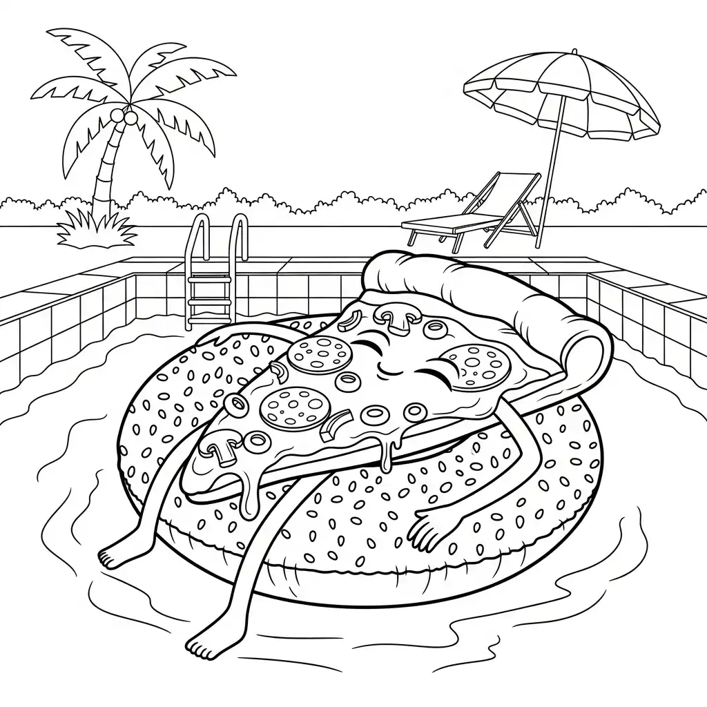 Pizza para colorear en línea para niño