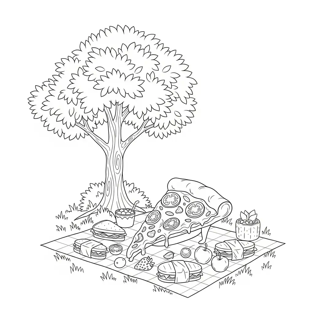 Pizza para colorear y dibujos