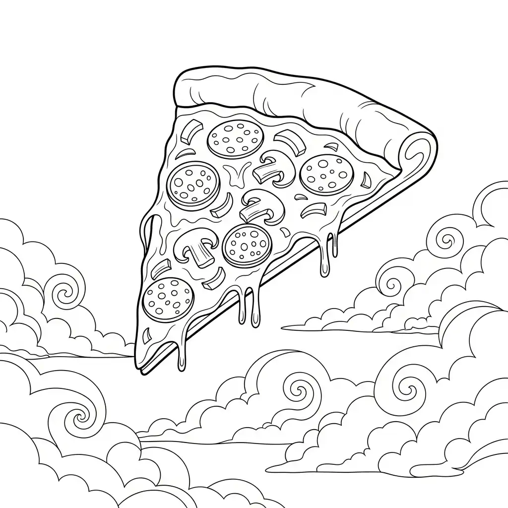Pizza para colorear para niño de 4 años