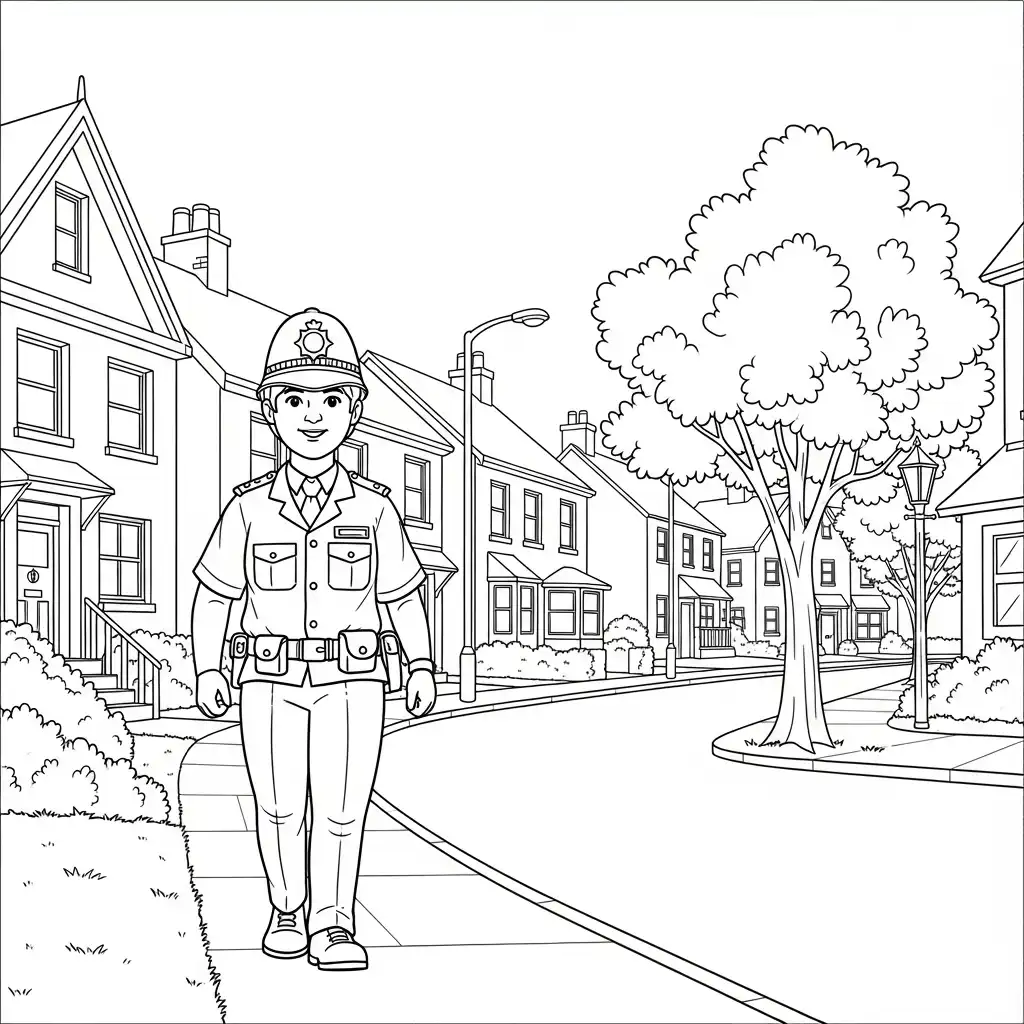 Policia para colorear para bebé para imprimir 1