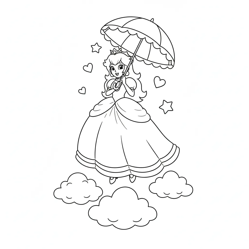 Princesa Peach 12 para colorear y dibujo para imprimir