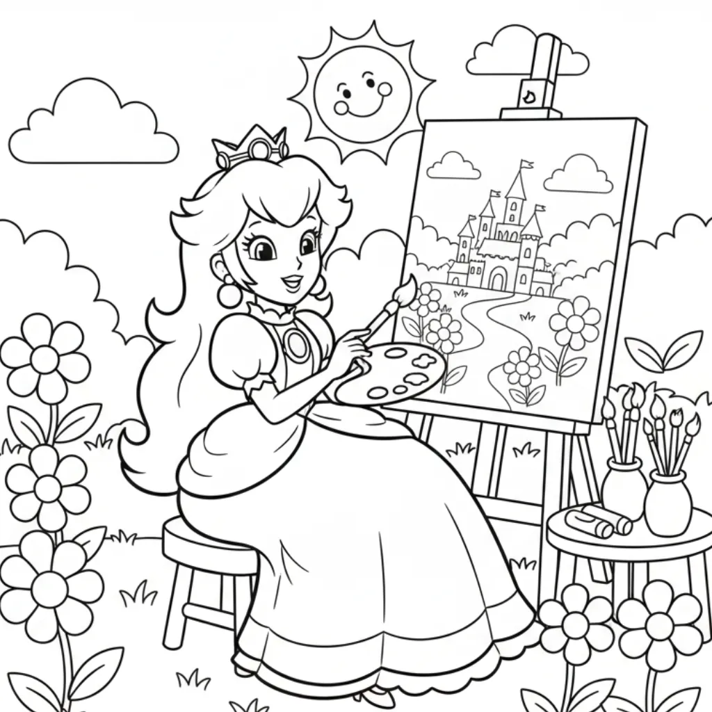Princesa Peach 14 para colorear para niños para imprimir