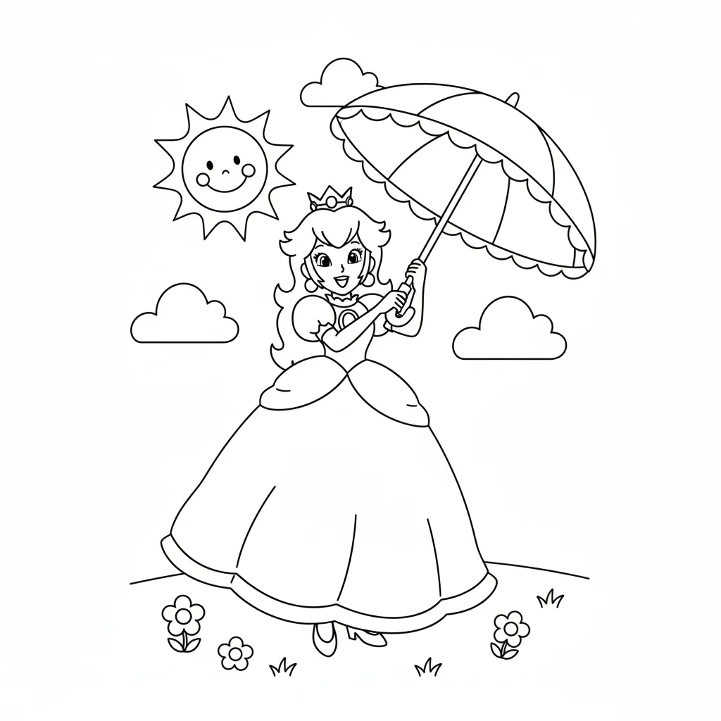 Princesa Peach 16 para colorear para imprimir para niño de 10 años