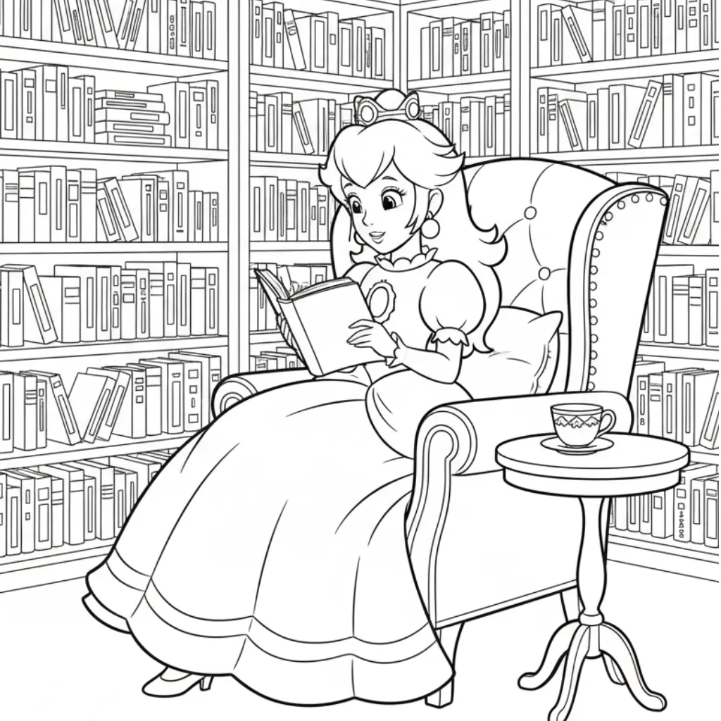 Princesa Peach 2 para colorear para imprimir para niño de 12 años