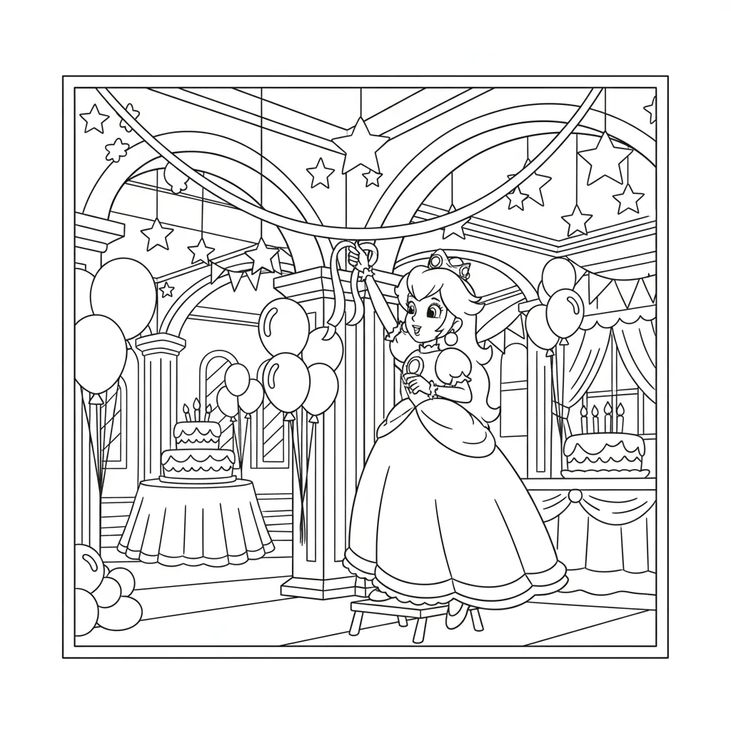 Princesa Peach 3 para colorear en línea