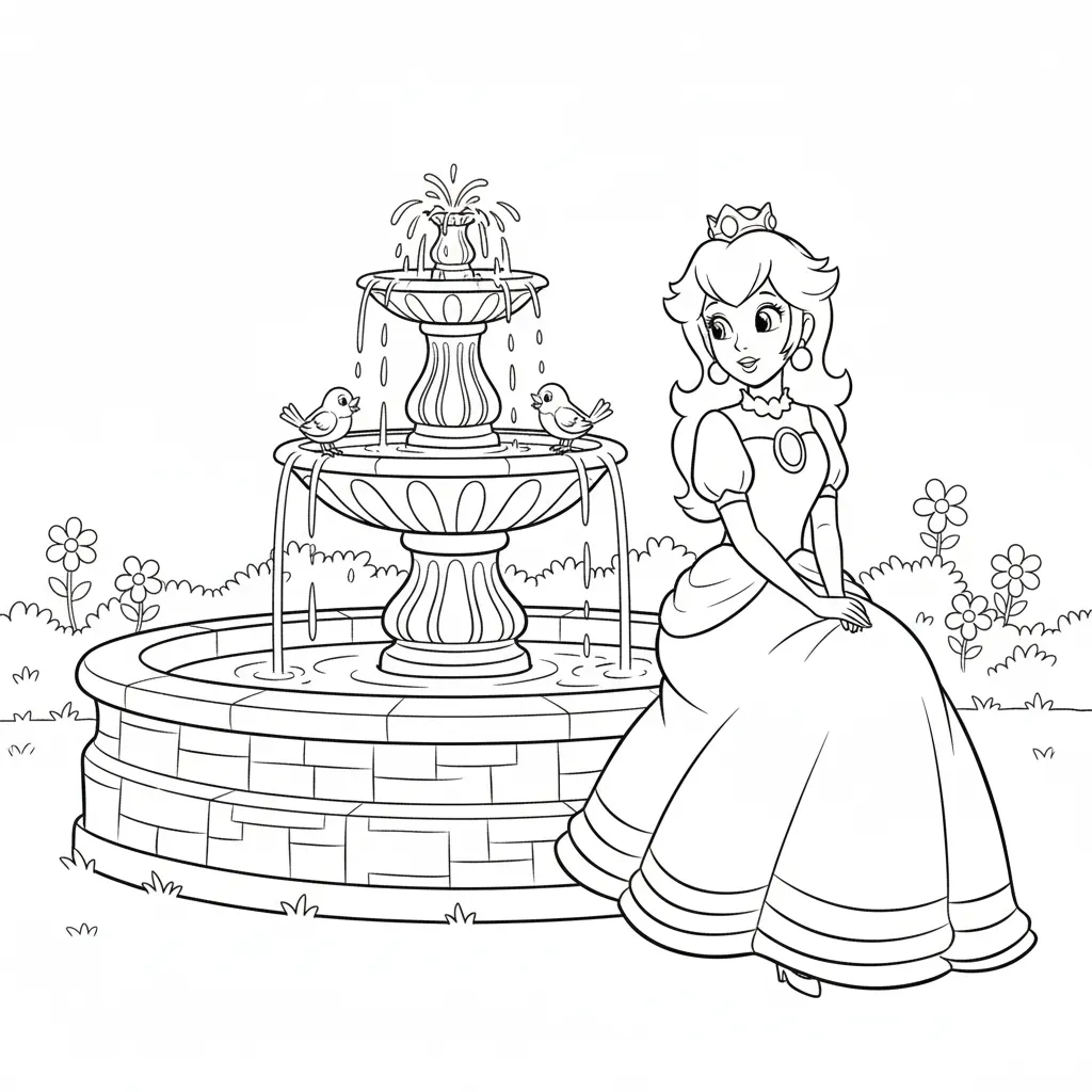 Princesa Peach 5 para colorear para imprimir para niño de 12 años