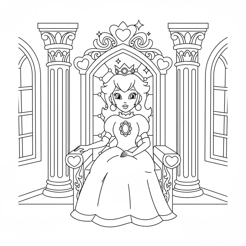 Princesa Peach 7 para colorear para niños para imprimir