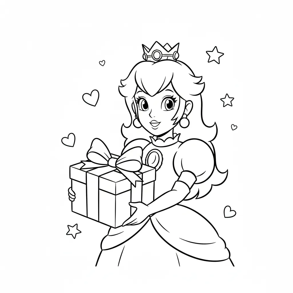 Princesa Peach 9 para colorear para niño de 7 años