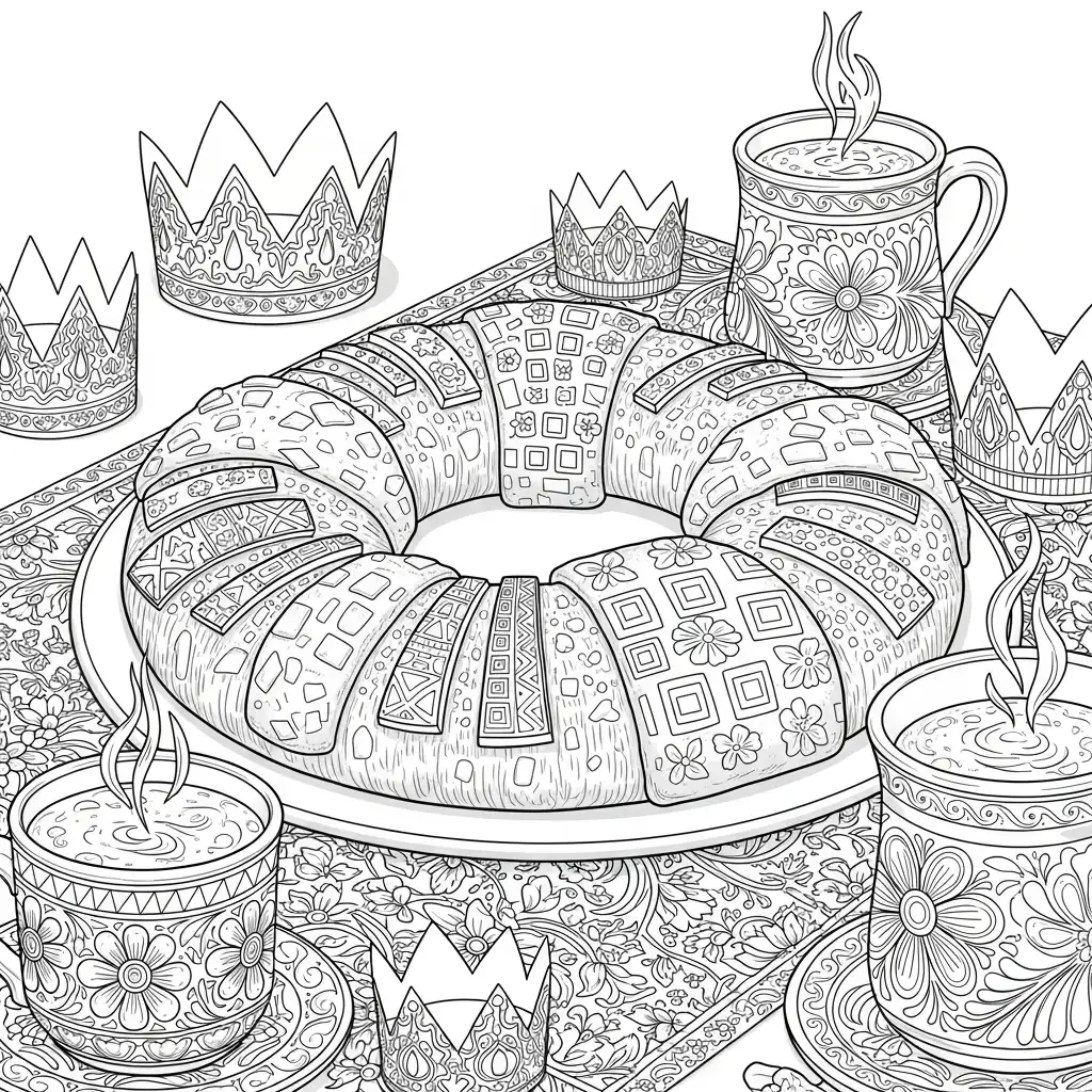 imagen para colorear Rosca De Reyes niño