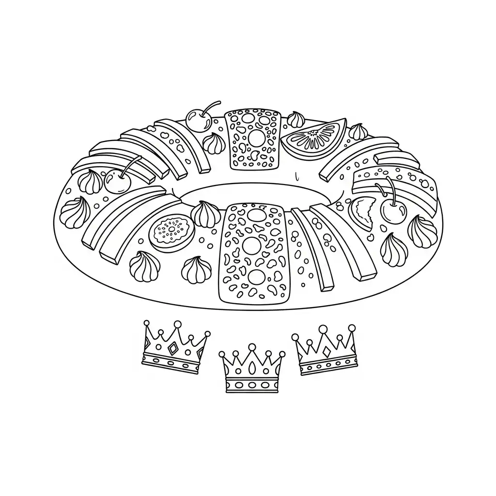 Rosca De Reyes para colorear gratis para imprimir