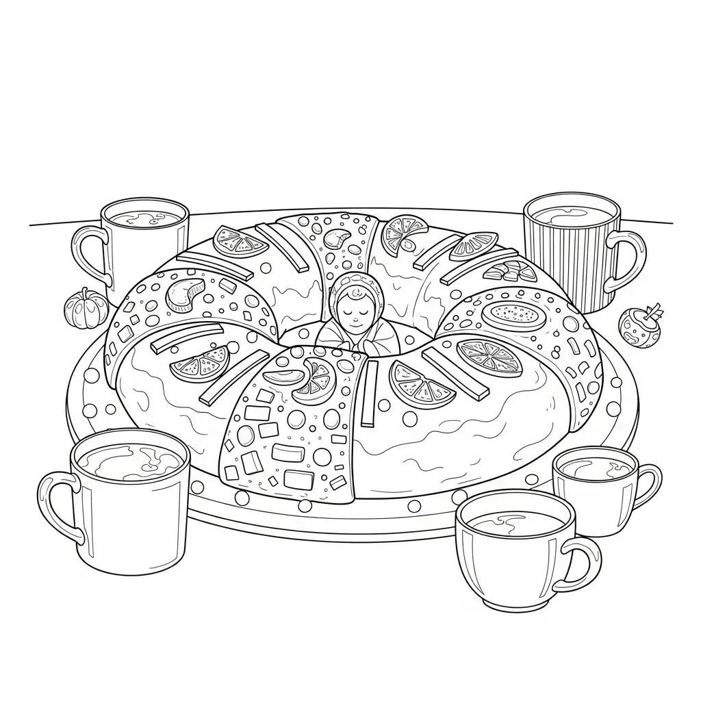 Rosca De Reyes para dibujar e imprimir