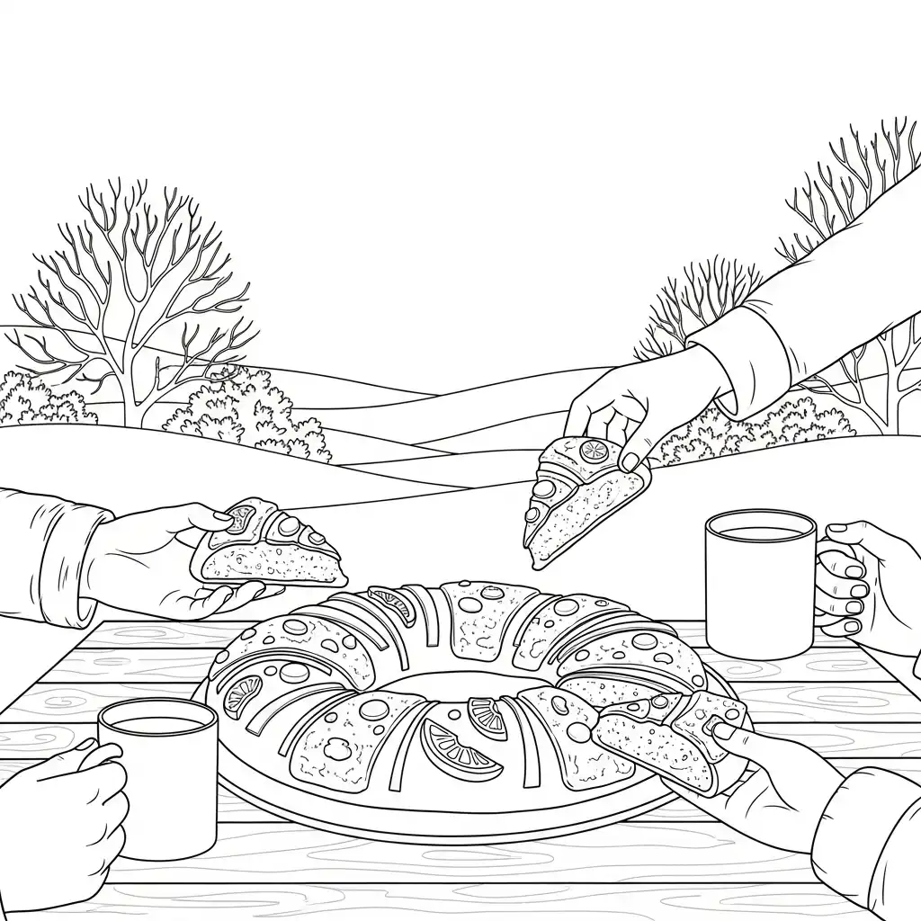 Rosca De Reyes para colorear gratis para imprimir 1