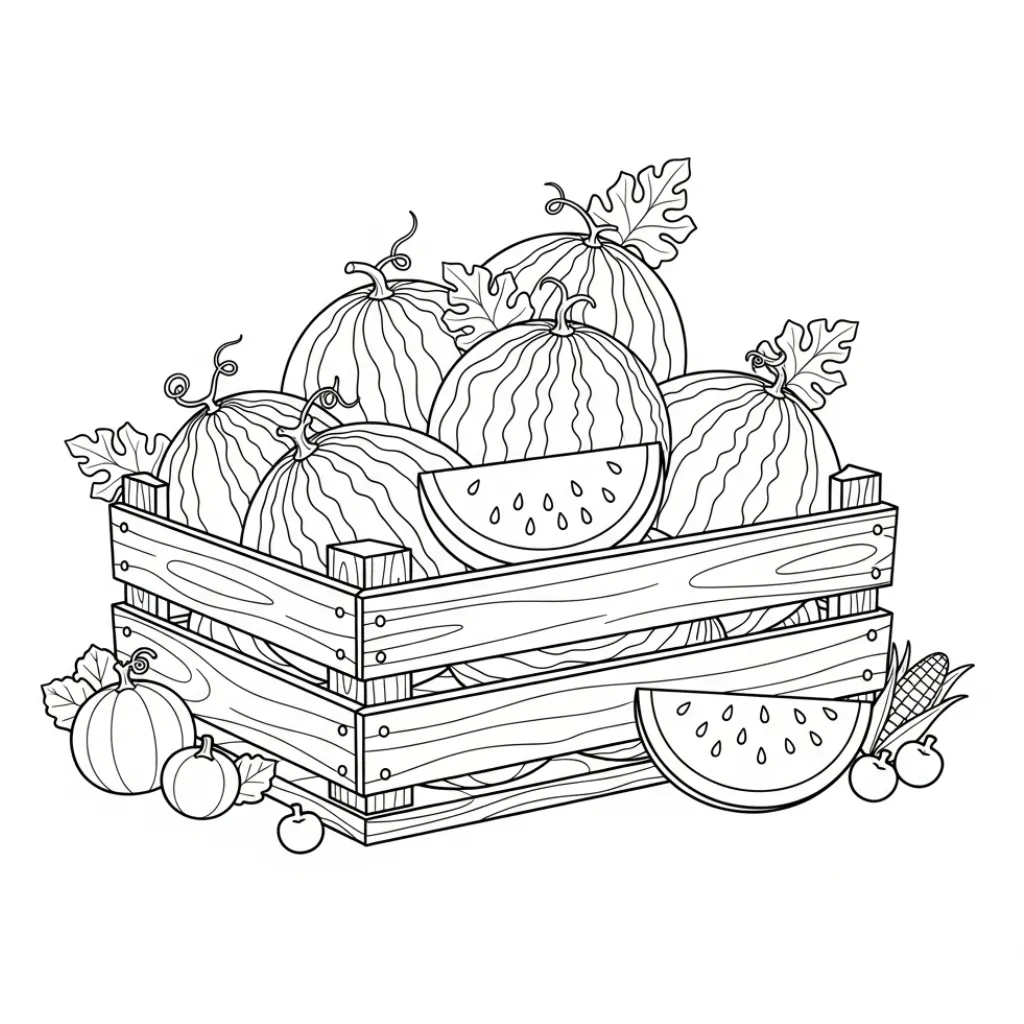 Sandía 10 para colorear para niño de 4 años