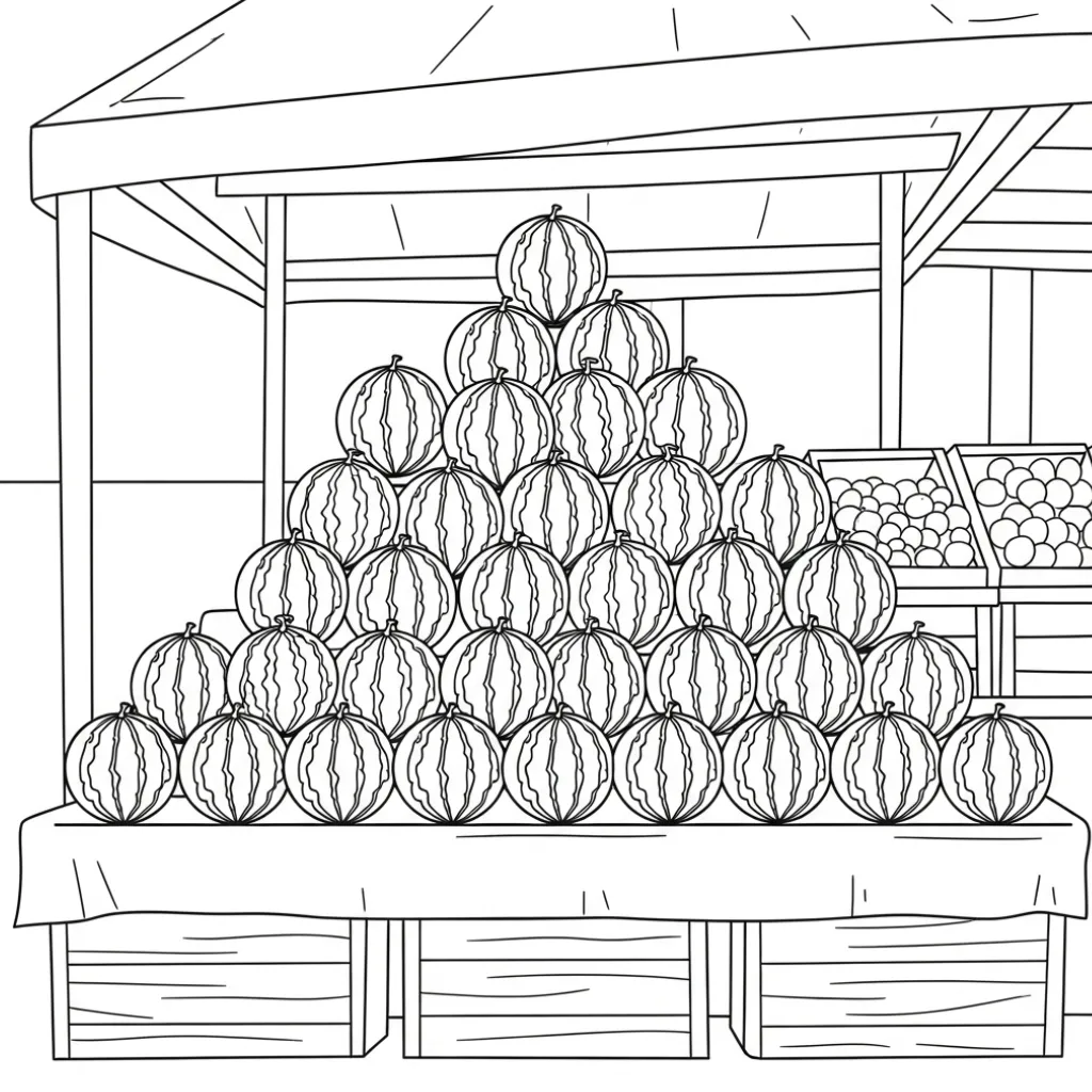 Sandía 8 para colorear gratis en línea