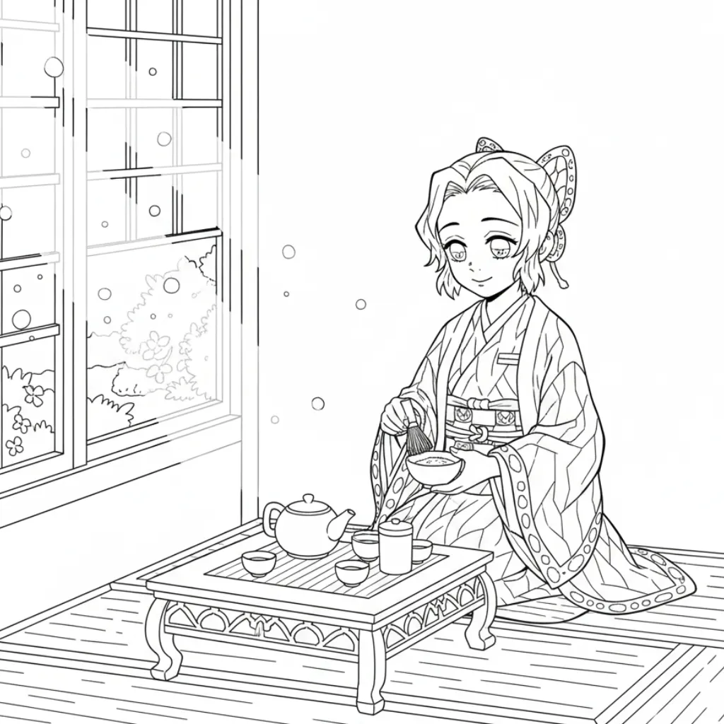 Shinobu Kocho 7 para colorear para niño de 5 años