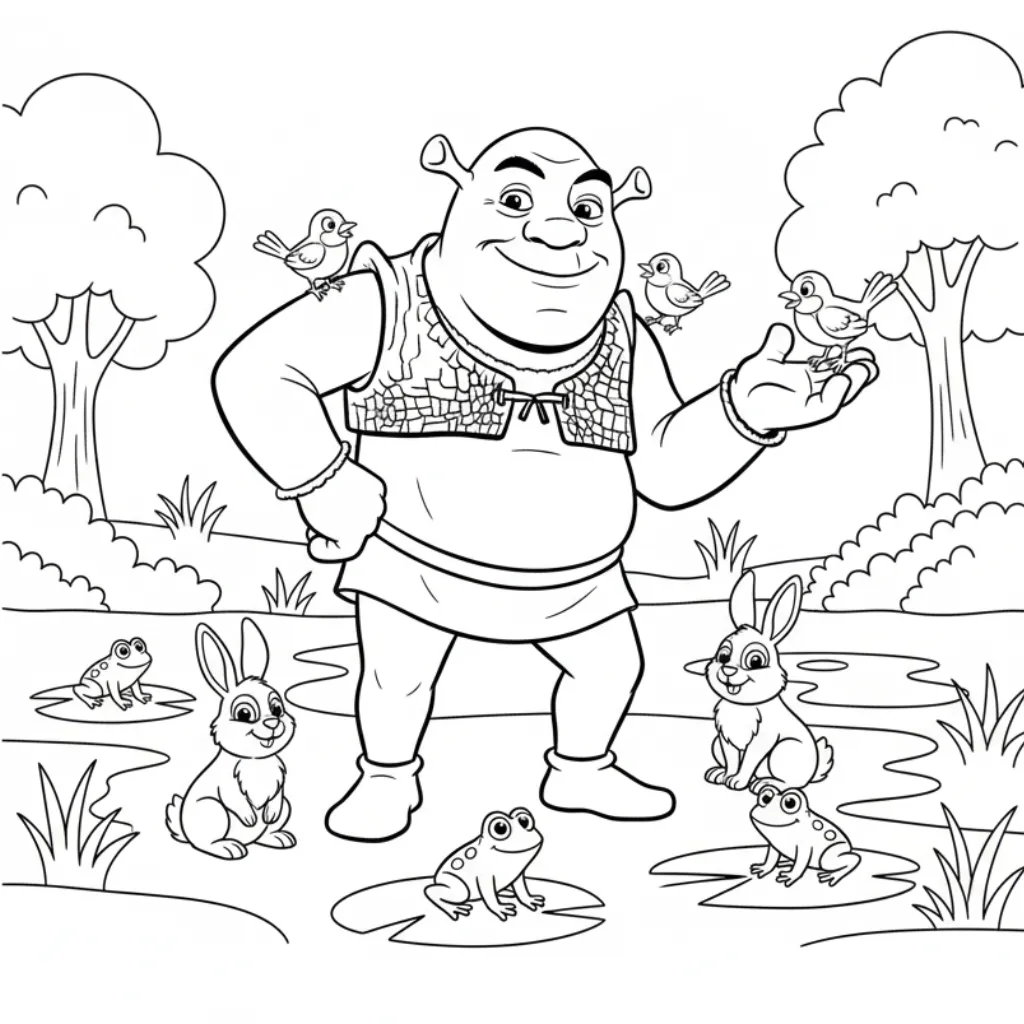 Shrek 6 para colorear para niño gratis