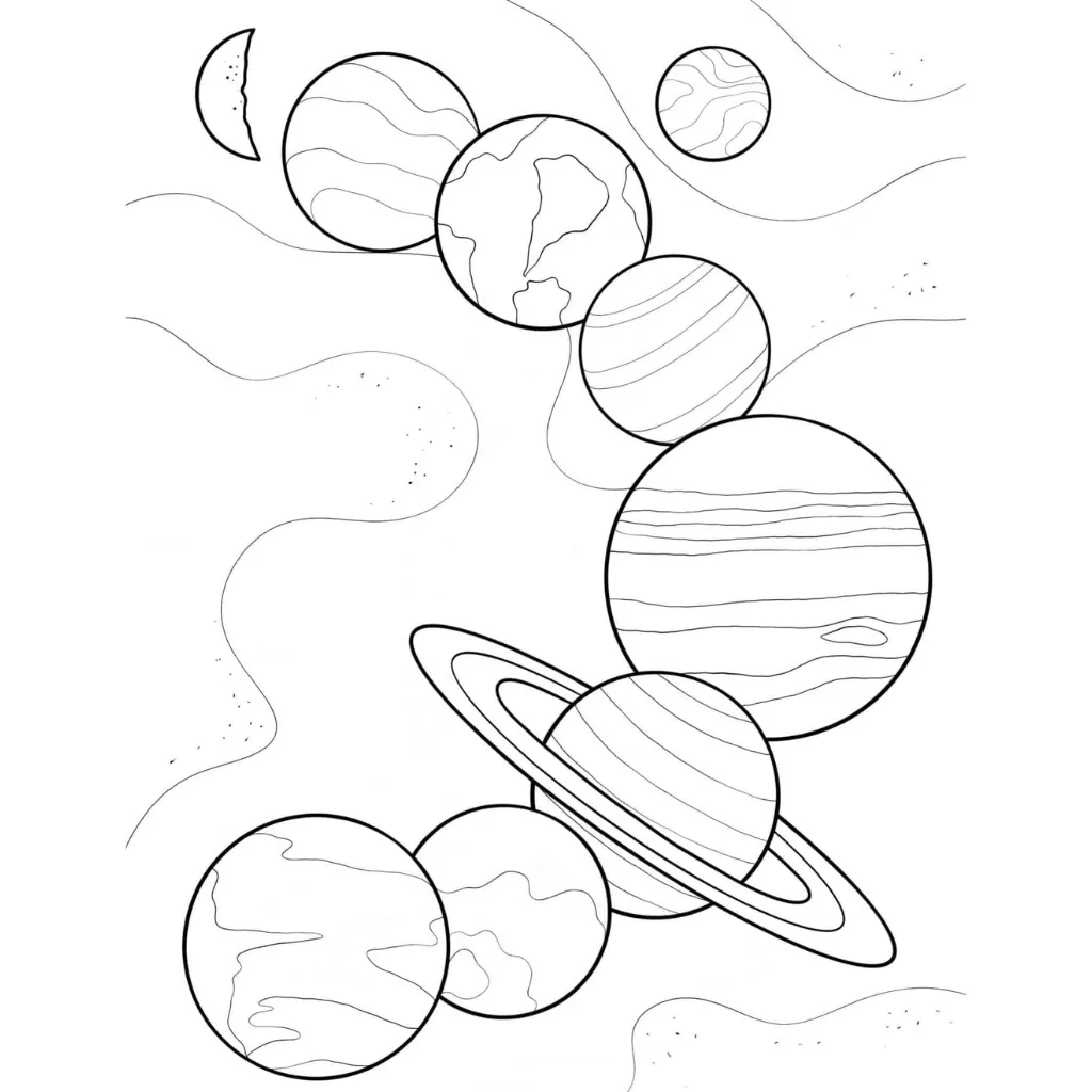 Sistema Solar 10 para colorear para niño de para imprimir
