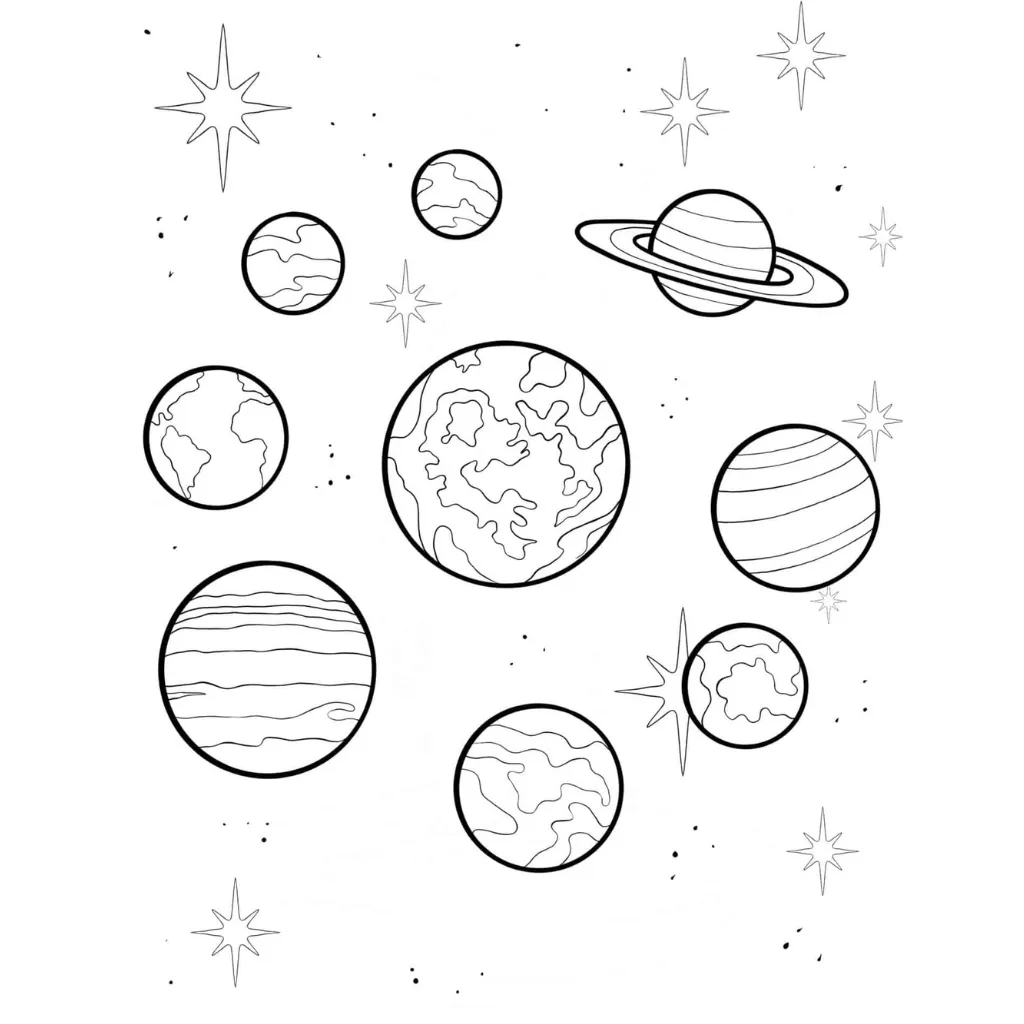 Sistema Solar 11 para colorear para niños