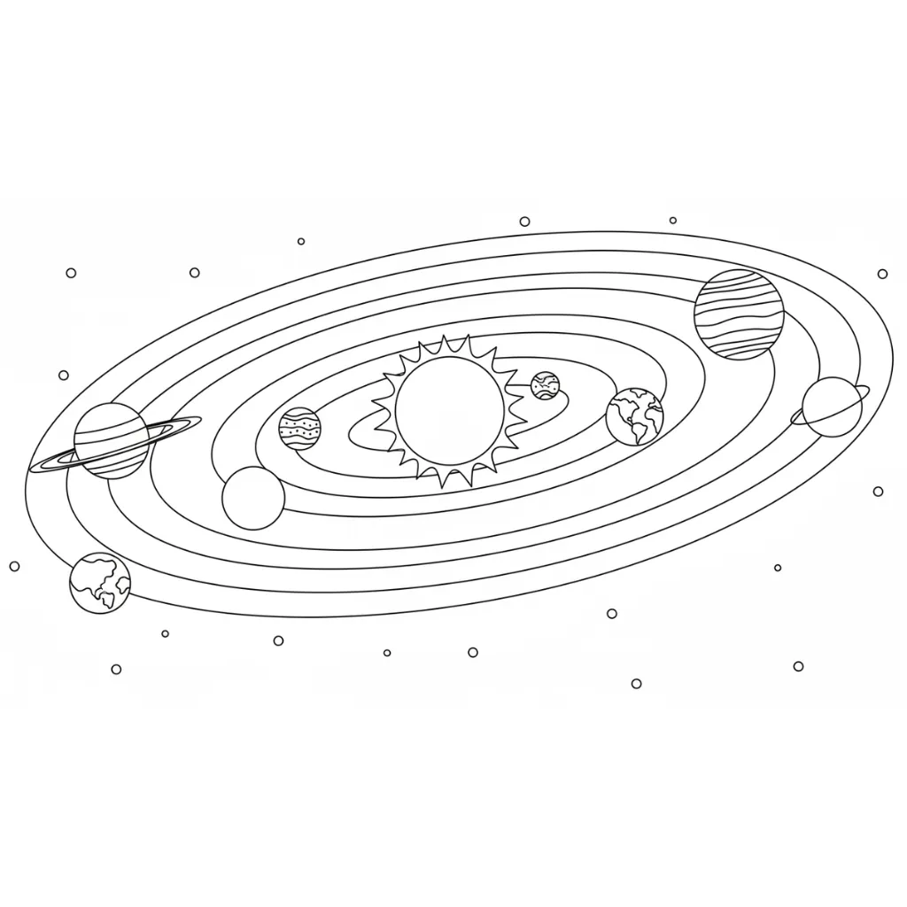 Sistema Solar 13 para colorear para imprimir pdf gratis