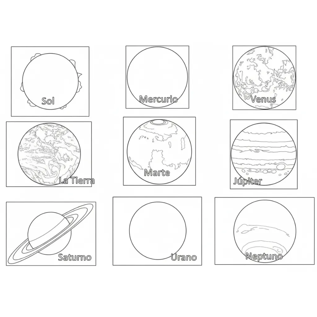 Sistema Solar 14 para colorear para niño para imprimir