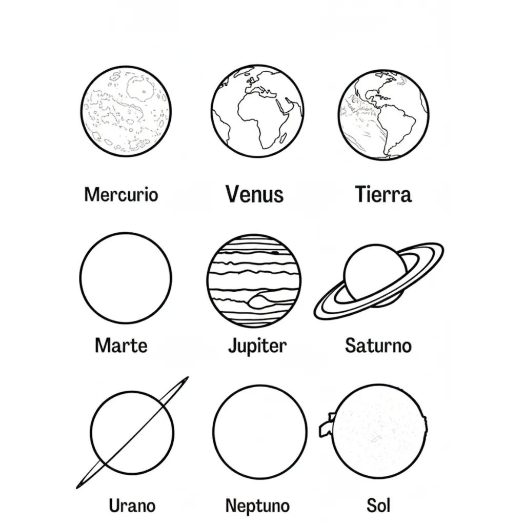 Sistema Solar 8 para colorear para niño de 3 años