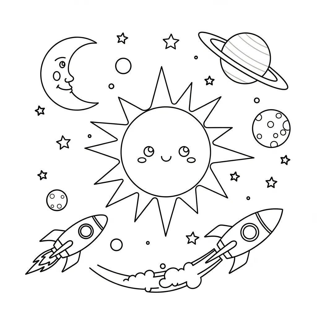 Sol 4 para colorear y recortar para imprimir gratis