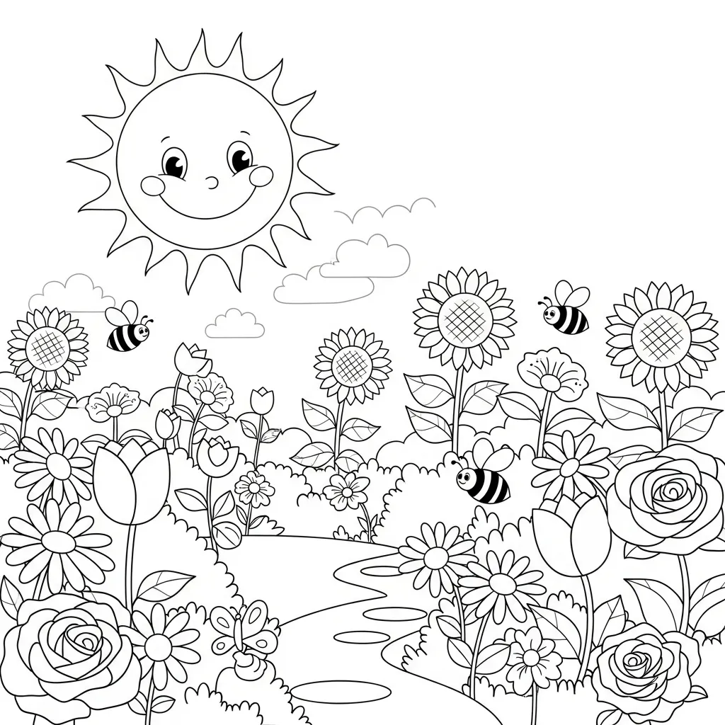 Sol 9 para colorear para niño de 5 años