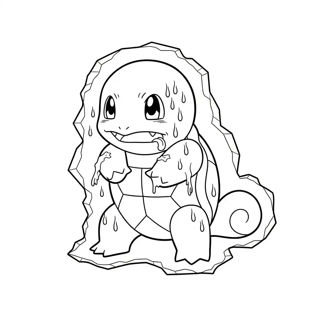 Squirtle para colorear y recortar para imprimir gratis