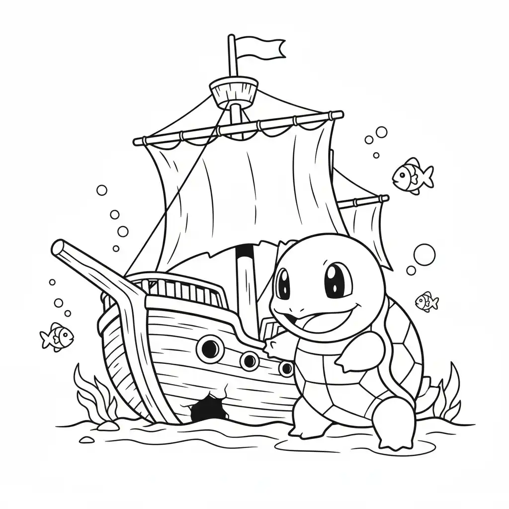 Squirtle para colorear para niño gratis