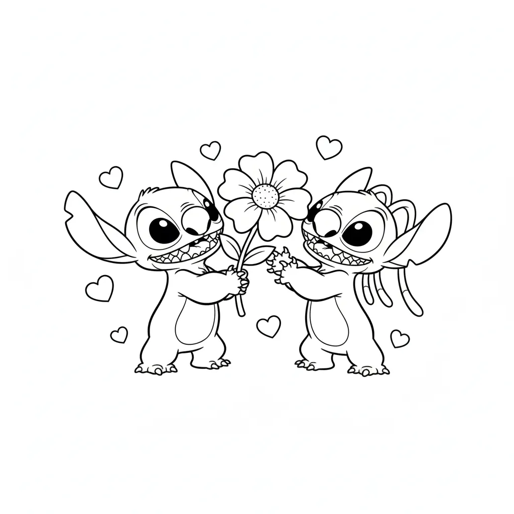 Stitch Y Angel 1 para dibujar en línea