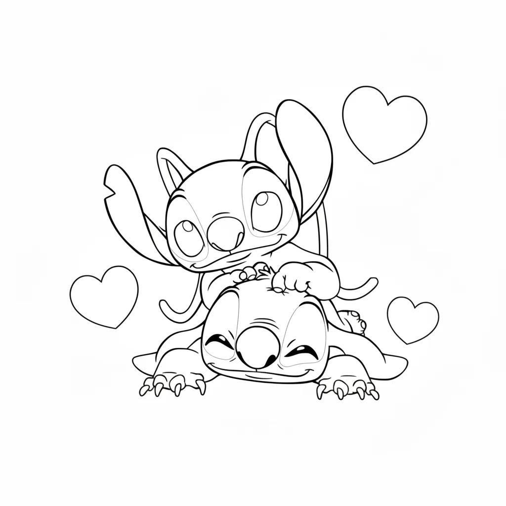 Stitch Y Angel 11 para colorear para niños para imprimir