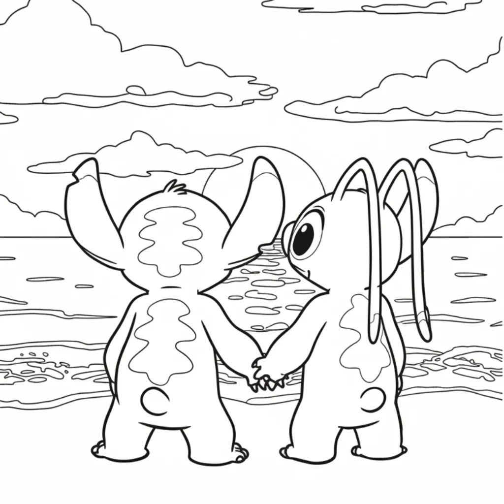 Stitch Y Angel 15 para colorear en línea gratis