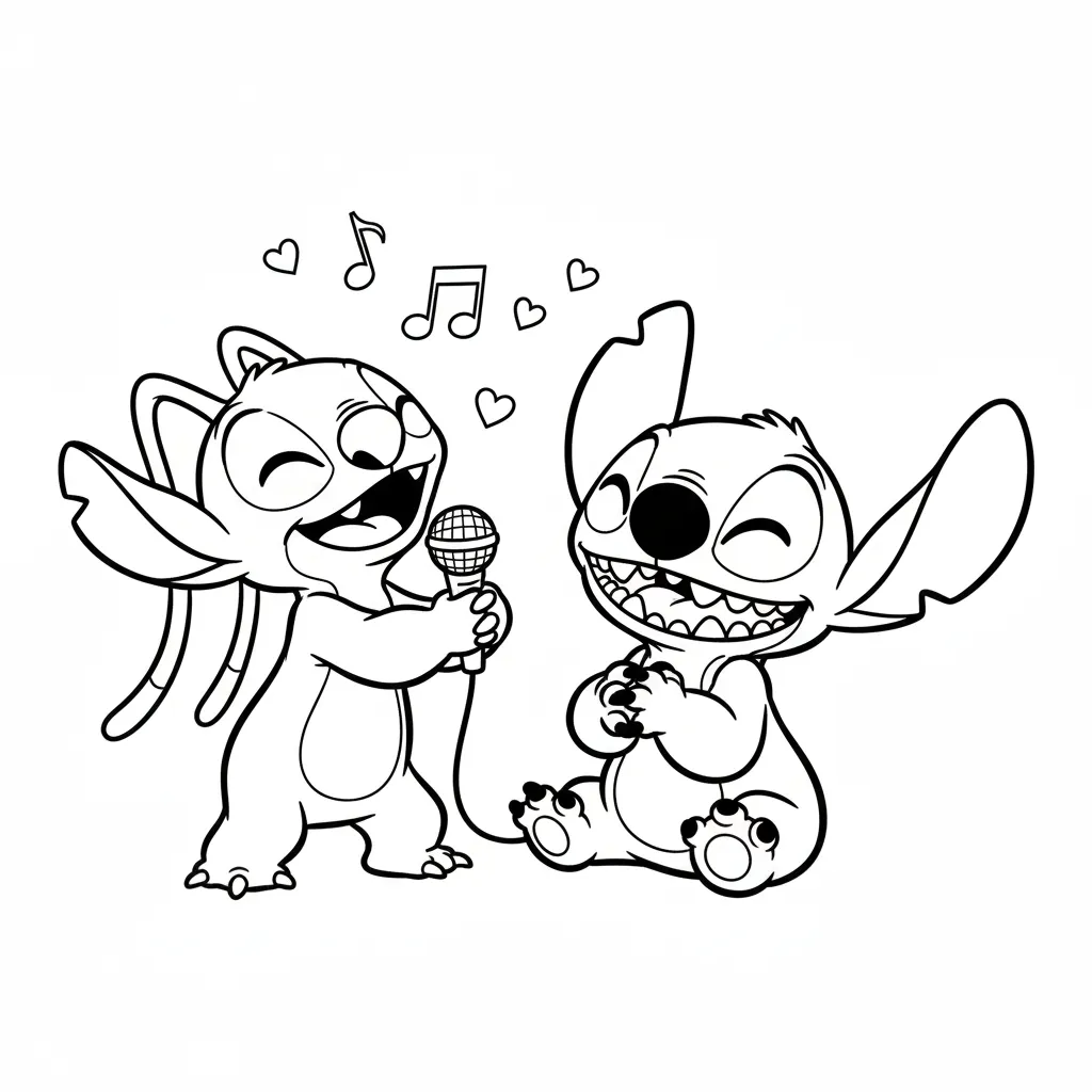 Stitch Y Angel 2 para colorear para imprimir pdf gratis